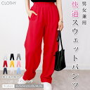【送料無料】 ◇ パンツ ボトム レディース メンズ 男女兼用 ロング フルレングス ウエストゴム スエット カジュアル ◇ 裏毛 素材 無地 スウェット ワイ...