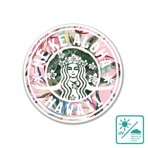 Rakuten - ハワイアンステッカー フラガール ボタニカル 特大 丸型アロハ ハワイアン雑貨 かわいい ホノルル ハワイ ワイキキ おしゃれ 旅行 スーツケース PC タブレット 車