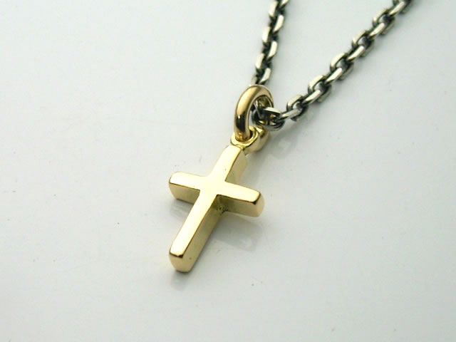 ゴールドアクセサリー 18金製のミディアムクロスペンダントトップ 送料無料! メンズ レディース ネックレス 十字架 ロザリオ キリスト K18 イエローゴール...
