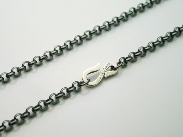 シルバーネックレス シルバーロールチェーン 黒いぶし 全長60cm S字フック メンズ レディース スターリングシルバー 925