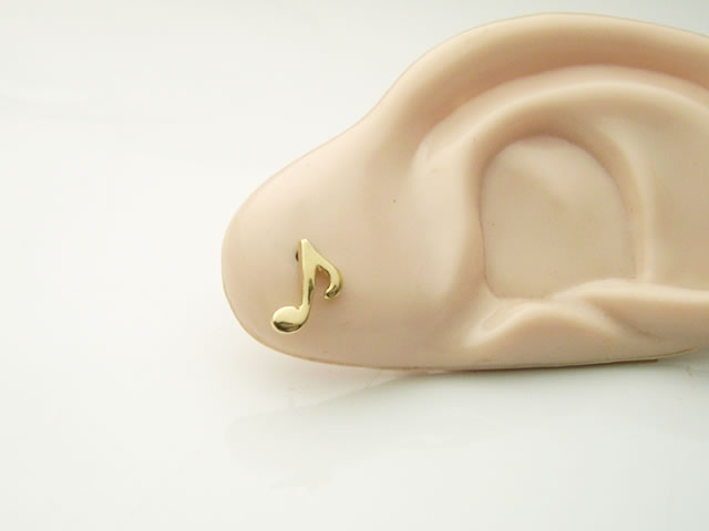 ラブクラフト 【18金製の 音符ピアス 1個】 18金製のキャッチ付属 18金 イエローゴールド K18 音符 ピ..