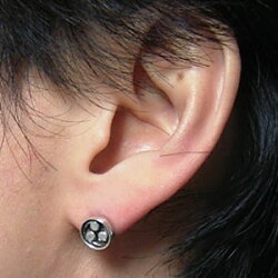 【シルバーアクセサリー】巴紋ピアス(1個)【ベルキャッチ】【メール便OK!!】