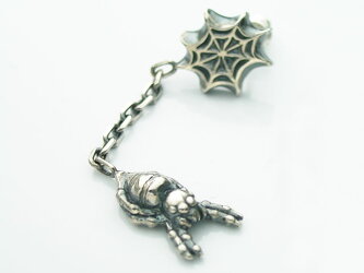 【シルバーアクセサリー】クモと巣ピアス(1個)【ベルキャッチ】【メール便OK!!】