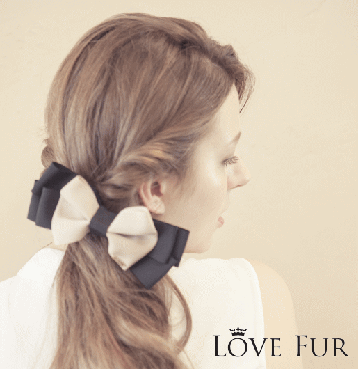 グログラン3段リボンバイカラークリップ♪　LOVEFURオリジナルヘアアクセ