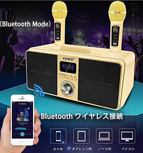 広島の恋のカラオケ Bluetooth マイク2本 カラオケマイク 家庭用 ホームKTV ワイヤレスマイクシステム 2ハンドヘルドマイク 子供 有線および無線接続 かわいい SD-309｜アングル2