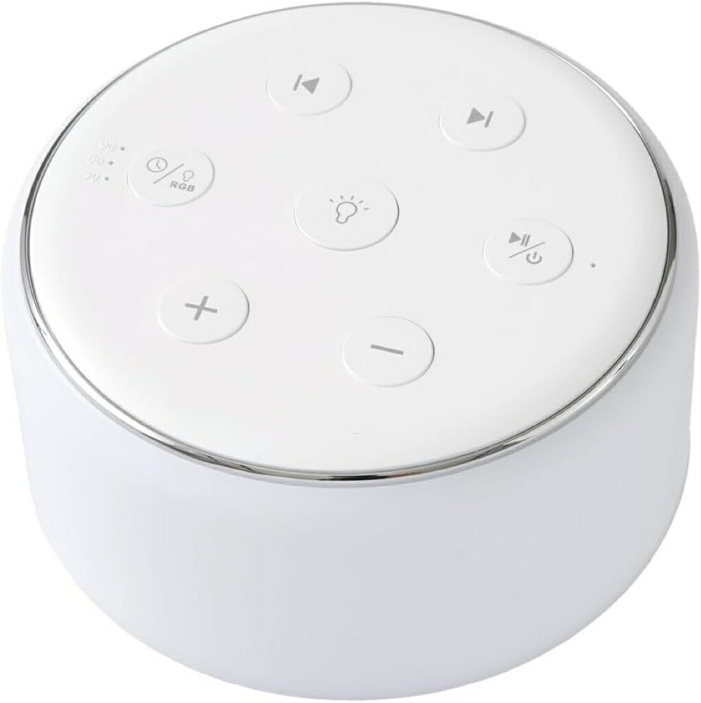 商品情報【サイズ】[本体]約 直径9.1×高さ5.4cm　[充電ケーブル]約 95cm 【重量】約 190g（本体のみ）【材質】　[本体]ポリカーボネート　[滑り止め]シリコン【定格入力】5V 1A 【充電時間】約 5時間 【収録曲数】34曲※仕様変更により曲数、曲の内容に変更がある場合があります。【機能】ナイトライト：調色9段階、調光無段階（※レインボー スムーズありは調光できません）・タイマー：30分/60分/90分/タイマーなし・メモリー機能・リセット機能 【使用環境温度】約 0℃～40℃【付属品】取扱説明書、充電ケーブル（USB Type-C）ホワイトノイズ WN-3 オフタイマー 3種 34曲 ナイトライト 調色 9種類 無段階 USB充電 コードレス 充電式 安眠 快眠 仕事 テレワーク 集中 寝かしつけ ベビー 赤ちゃん ナイトライト 騒音対策 安眠 作業/勉強/読書/仕事/睡眠用BGM 集中力アップ プレゼント 男性 女性 癒しグッズ 5