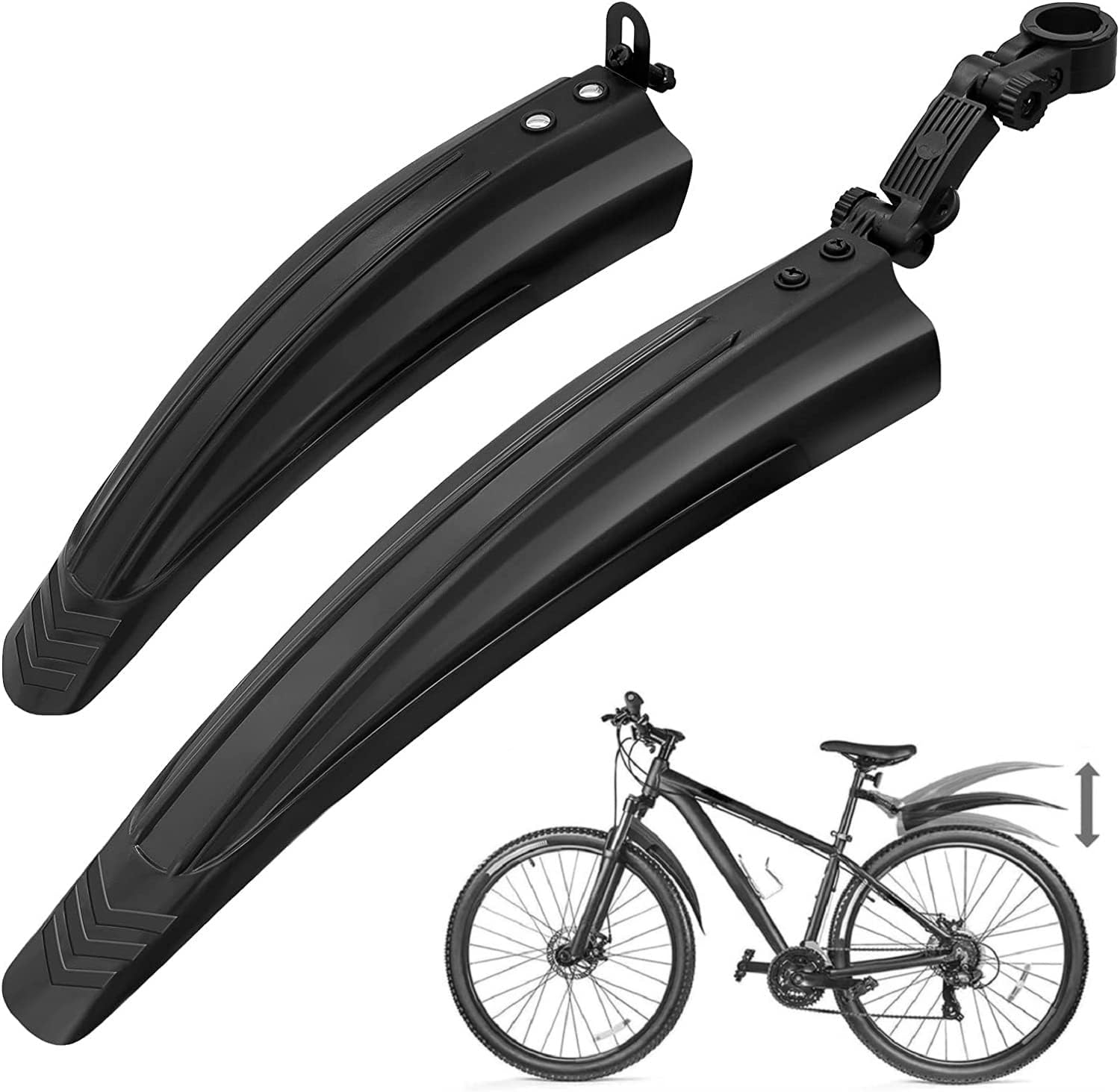 Rakuten - 自転車用フェンダー クロスマッドガード セット フロントリア マッドガードフェンダーセット 泥よけ サイクル マッドガード 泥除け 前後セット 汎用 コンパクト 頑丈 耐久性 実用性 柔軟性 角度調整可能 簡単取り付け