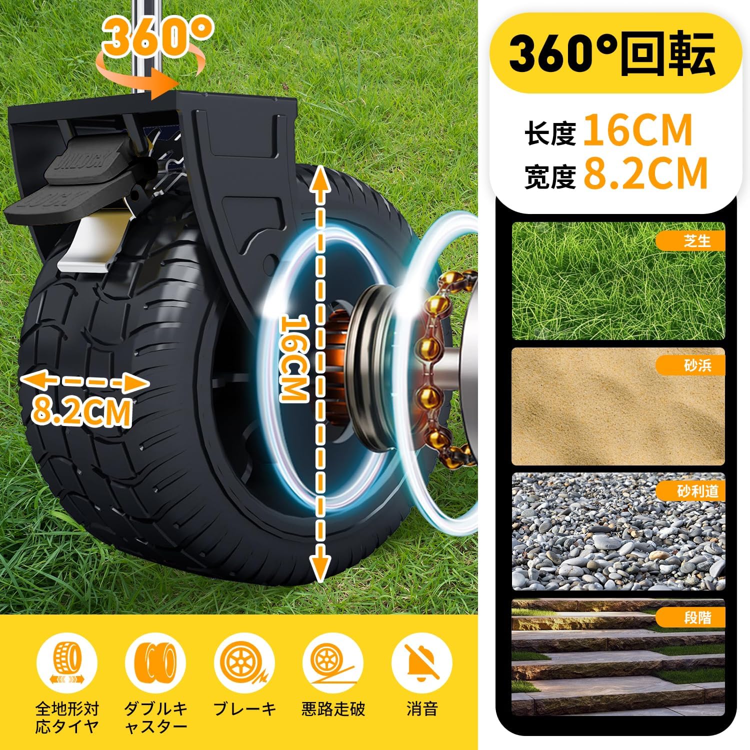 アウトドアワゴン【2025強化版 後部展開可】大容量210L 耐荷重200KG キャリーワゴン キャリーカート キャンプカート 長物対応 取り外し可能タイヤ 大型タイヤ ブレーキ付き 折りたたみ メーカー3年保証付（ブラック+グリンカバー2セット） lovehiroshima-10000229 広島の恋 サンプル画像3