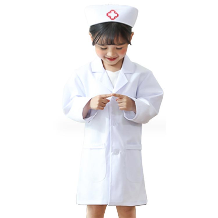 ナース服 子供用白衣 キッズドクター 給食白衣 長袖 実験用白衣 ドクターコート 150cm 子供用 ハロウィン 綿製 トップス 長袖 キッズ コスチューム ハロウィンコスプレ コスプレ 医者 100cm 110cm 120cm 130cm 140cm 小学校 帽子なし