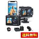 WOLFANG GA200 アクションカメラ 4K 24MP 防水40M デュアルスクリーンカメラ EIS手振れ補正 WiFi調整可能な広角 Vlogカメラ (充電器