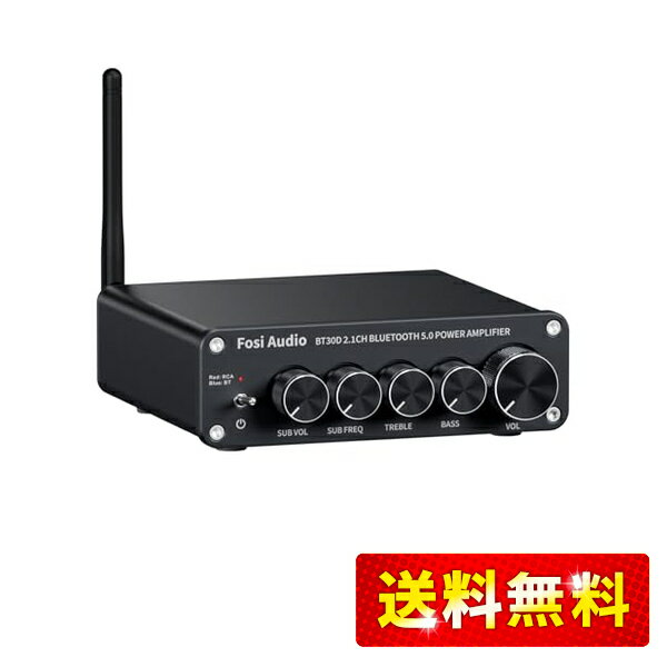 Fosi Audio BT30D Bluetooth5.0アンプ パワーアンプ サウンドアンプ SUB音量/周波数調整 高性能TPA3116D2チップ ステレオ オーディオアンプ 2.1チャンネル 小型 Hi-Fi クラスD 50W*2+100W 家庭/屋外パッシブスピーカ/サブウーファに対応 電源付き