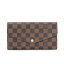 【P2倍 5/3 0時-5/6 24時】ルイヴィトン LOUIS VUITTON 長財布 ダミエ・エベヌ ポルトフォイユ・サラ ブラウン N63209