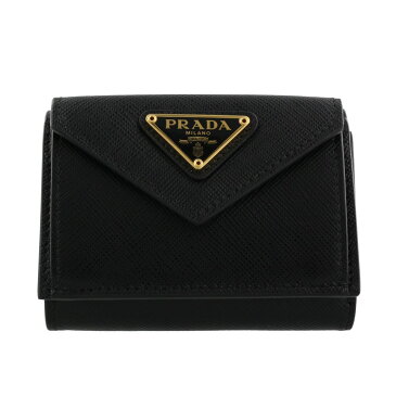 【P10倍 8/30 0時〜9/2 10時】プラダ PRADA 三つ折り財布 レディース ブラック 1MH021 SAFFIANO TRIANGOLO F0002 NERO