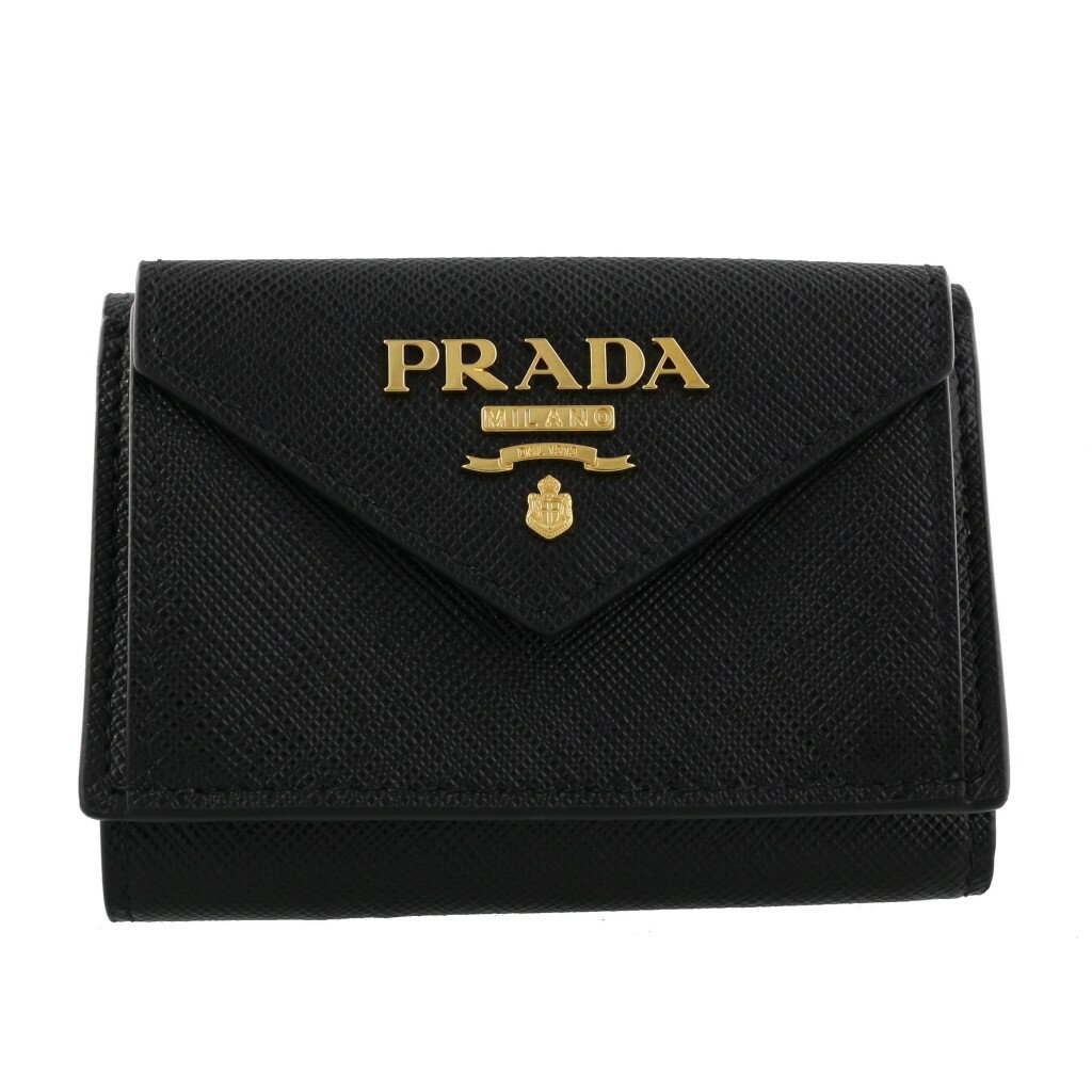 PRADA プラダ 三つ折り財布 レディース SAFFIANO METAL ブラック 1MH021 QWA F0002 NERO