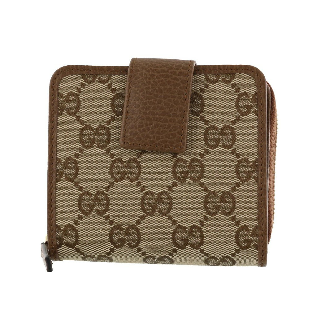 GUCCI グッチ 二つ折り財布 レディース GGキャンバス ベージュ ブラウン 346056 KY9LG 8610