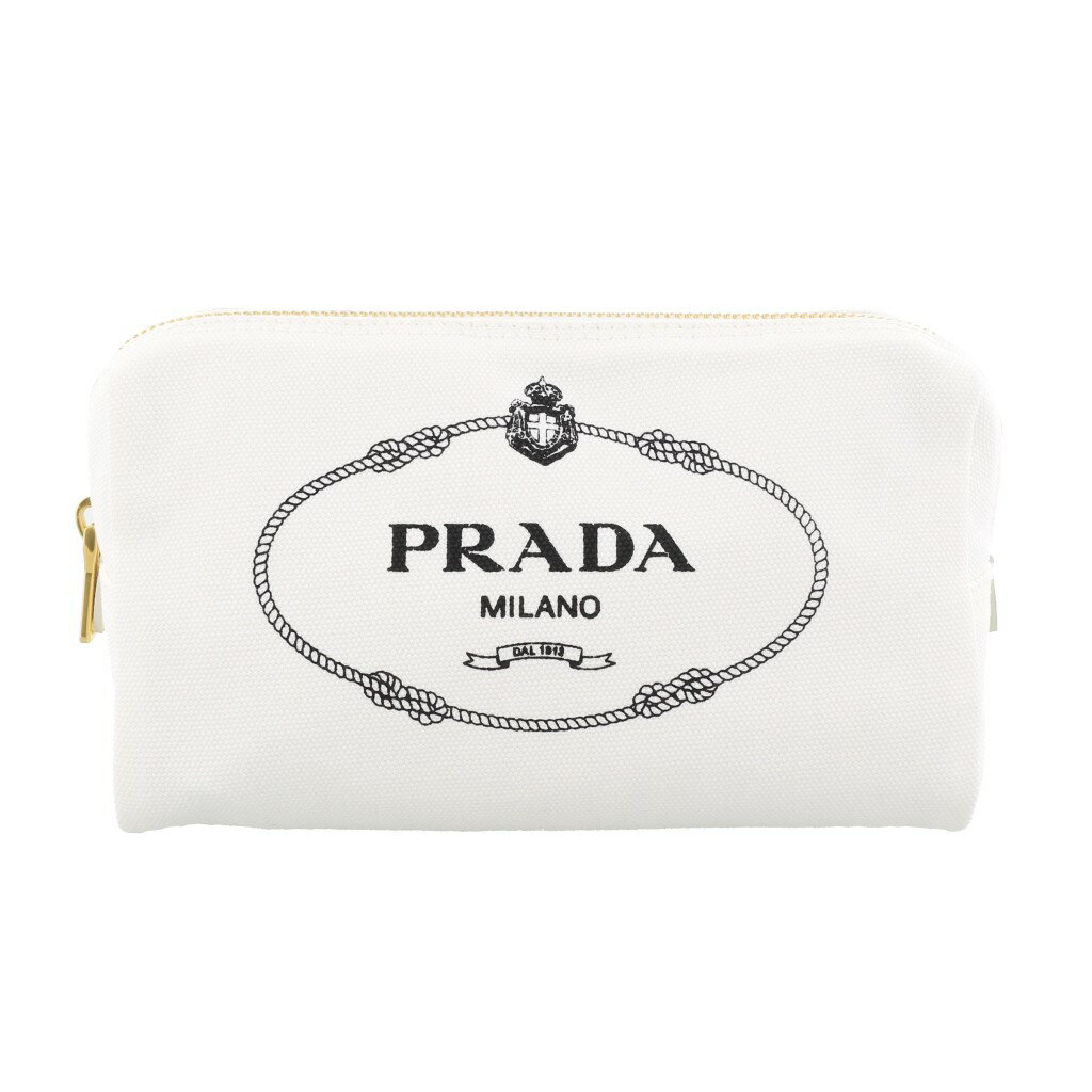 プラダ ポーチ（レディース） プラダ PRADA ポーチ レディース CANAPA LOGO ホワイト 1NA693 20L F0964 BIANCO+NERO