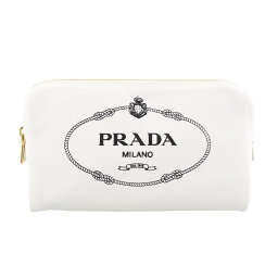 プラダ ポーチ（レディース） 【P10倍 3/29 10時～4/1 24時】プラダ PRADA ポーチ レディース CANAPA LOGO ホワイト 1NA693 20L F0964 BIANCO+NERO