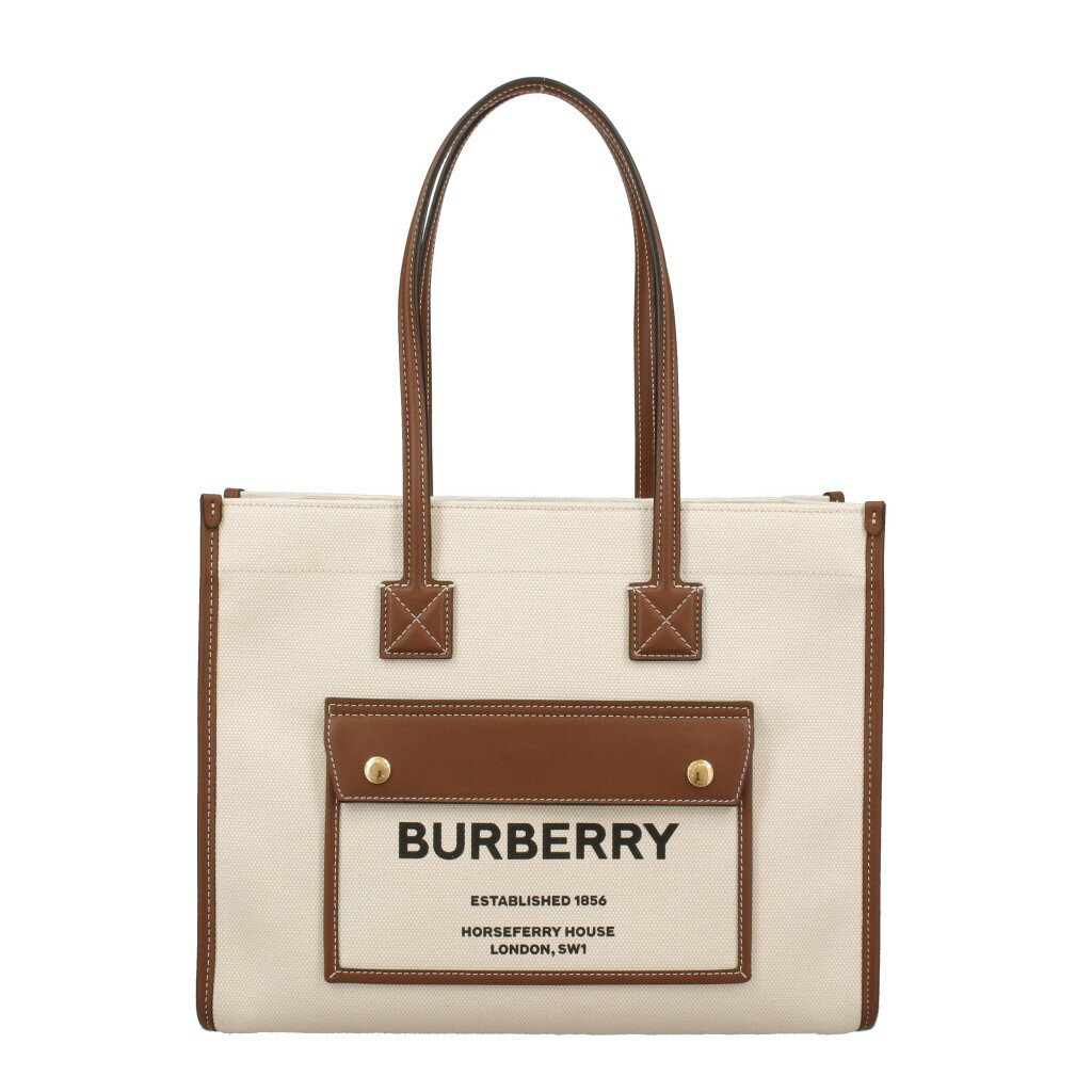 バーバリー トートバッグ（レディース） 【P10倍 6/1 0時 ～ 6/2 24時】バーバリー BURBERRY トートバッグ レディース ツートン フレヤ ブラウン 8044138 NATURAL TAN