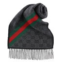 グッチ 【P5倍 5/3 0時-5/6 24時】GUCCI グッチ マフラー GGウェブ ブラック 570603 3G200 1466 LEAD/DARK GREEN