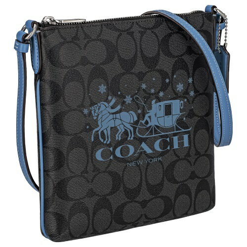 コーチ アウトレット ショルダーバッグ レディース シグネチャー ブルー COACH OUTLET CN767 SVW6O ブラック/ブルーグレー