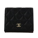 【P5倍 5/3 0時-5/6 24時】シャネル 二つ折り財布 レディース ブラック CHANEL AP3178 B10583 C3906