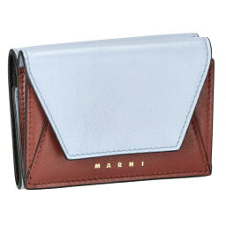 マルニ 三つ折り財布 レディース ライトブルー MUSEO TRIFOLD YEN WALLET TONE MARNI PFMO0056U1 P2644 ZO612 LAKE/REDWOOD