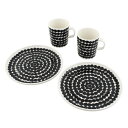 マリメッコ ペアセット マグカップ プレート BREAKFAST SET2PCS MP ブラック marimekko 071605 190 WHITE/BLAC...