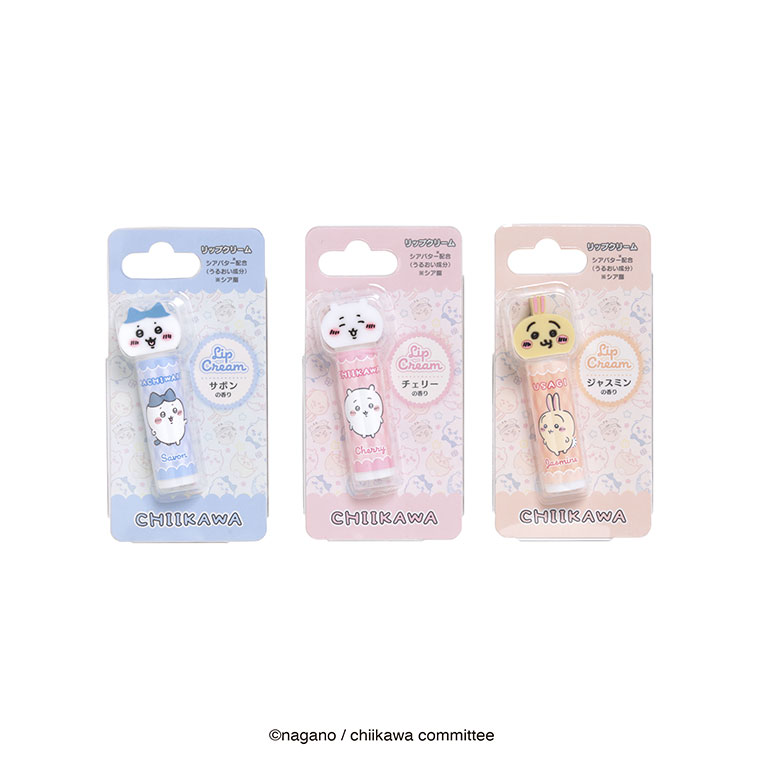 【ネコポス4点まで可】レイス ちいかわ マスコット付き リップクリーム ハチワレ ちいかわ うさぎのサムネイル