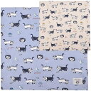ランチクロス マチルダさん グレージュ/ブルー 猫 ガーゼ ハンカチ ナフキン お弁当 クスグル ジャパン Kusuguru Japan A倉庫 メール便OK