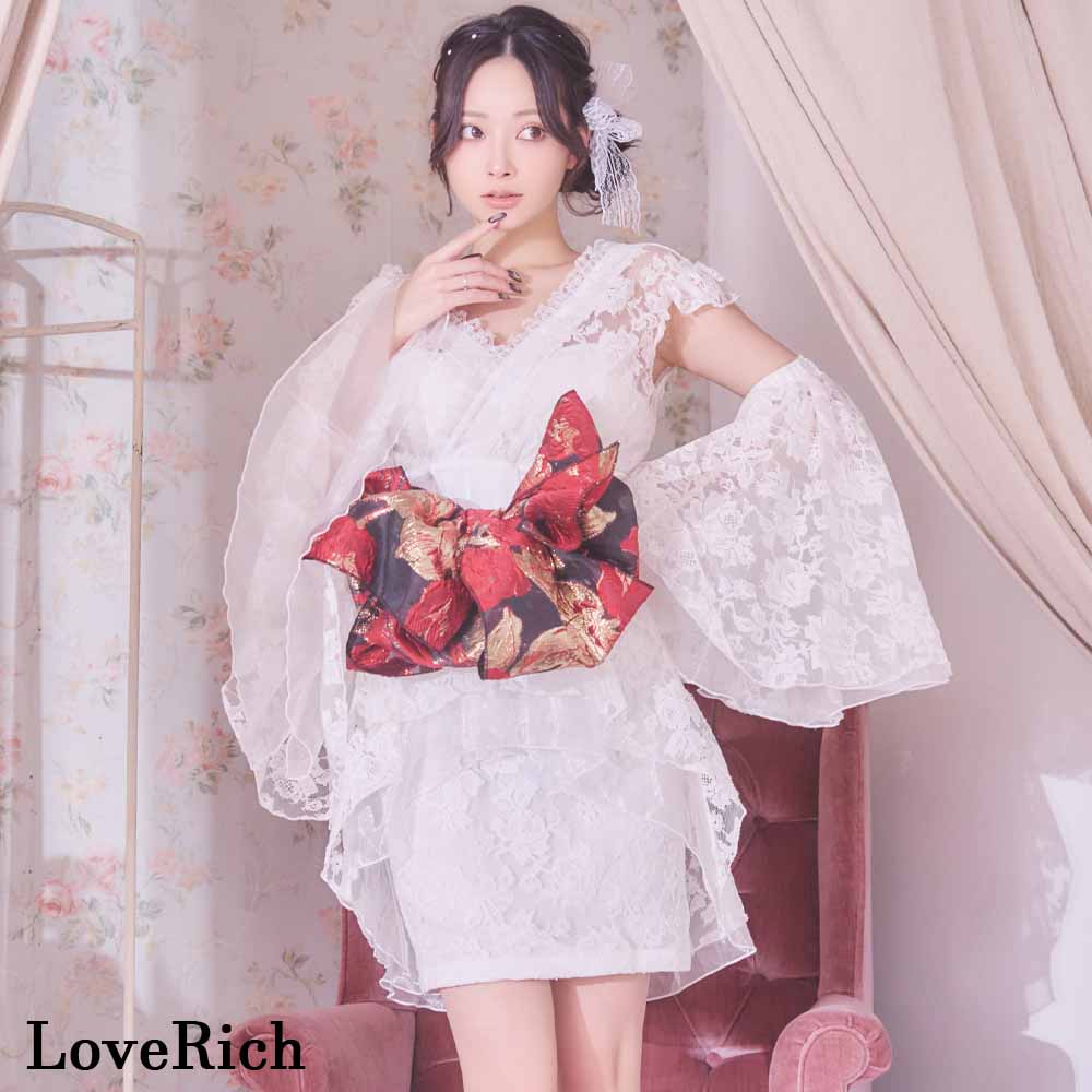 【高級ライン】【3点セット】花柄レース フレアスリーブ ミニスカート ロング 豪華 花魁 着物 ドレス コスプレ イベント ハロウィン