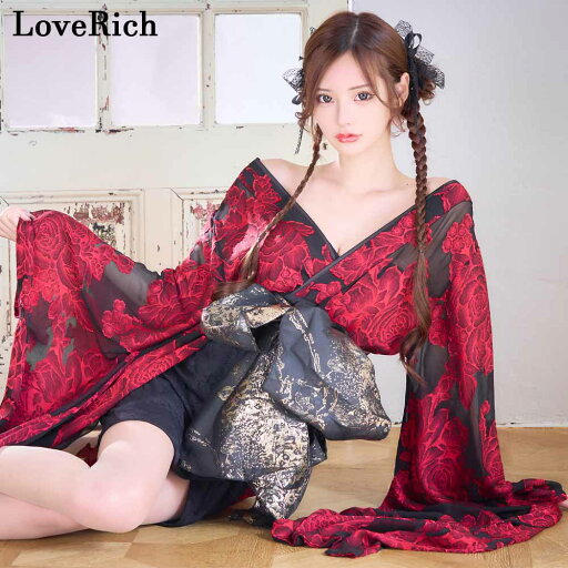 1349【高級ライン】【2点セット】花柄シフォン レース ミニスカート ロング 豪華 花魁 着物 ドレス コスプレ イベント ハロウィン 1349【高級ライン】【2点セット】花柄シフォン レース ミニスカート ロング 豪華 花魁 着物 ドレス コスプレ イベント ハロウィン