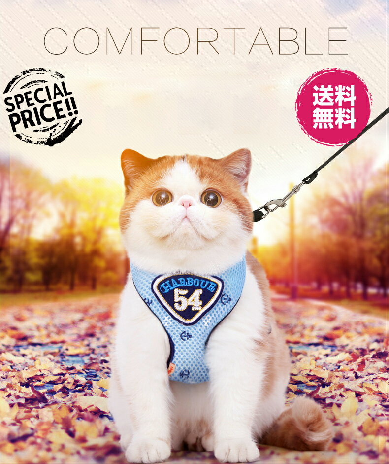 完全閉店セール！最大90％OFF！★猫用胸当て、ハーネス＆リードセット★【期間限定お買得価格700円送料無料★快適おしゃ…