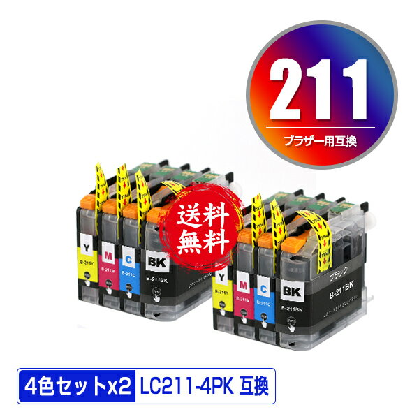 LC211 お得な4色セット×2 メール便 送料無料 ブラザー用 互換 インク (LC211 LC211BK LC211C LC211M LC211Y DCP-J567N LC 211 DCP-J562N MFC-J907DN DCP-J963N DCP-J968N MFC-J837DN MFC-J737DN DCP-J767N MFC-J737DWN MFC-J997DN MFC-J730DN MFC-J830DN)