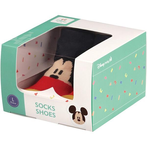 ミッキーマウス ソックスシューズ L (13.3cm) ファーストシューズ ギフトボックス入り 男の子 子供 子ども キッズ ディズニー キャラクター スケータ...