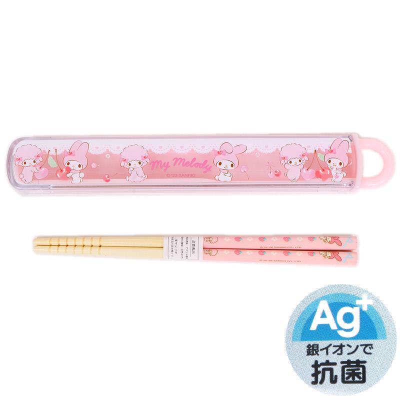 マイメロディ 箸&ケース 抗菌 スライド式ケース 弁当用箸 子供 子ども キッズ 女の子 サンリオ sanrio ..