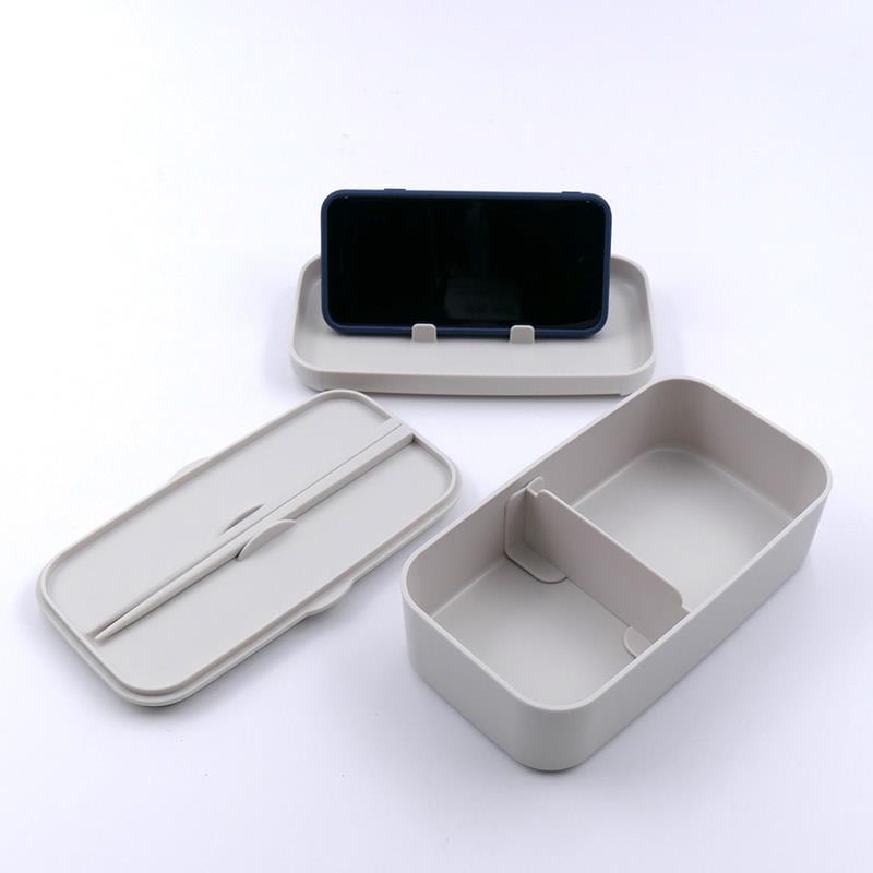 スマホスタンド付ランチボックス 弁当箱 16.5cm箸付 ベージュ スケーター