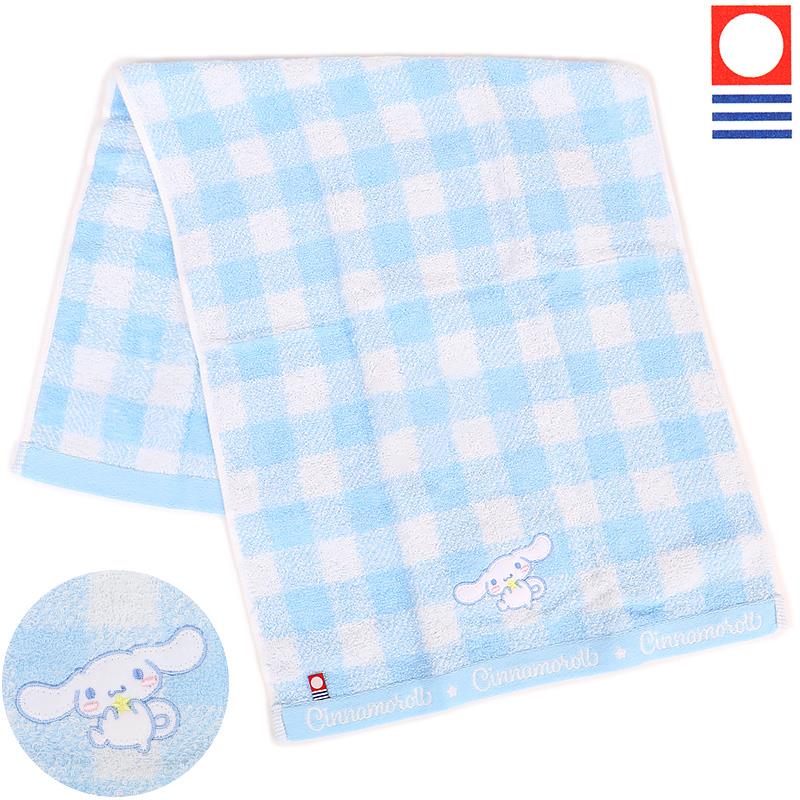 シナモロール 今治フェイスタオル 日本製 綿100% 星 チェック サンリオ sanrio キャラクター