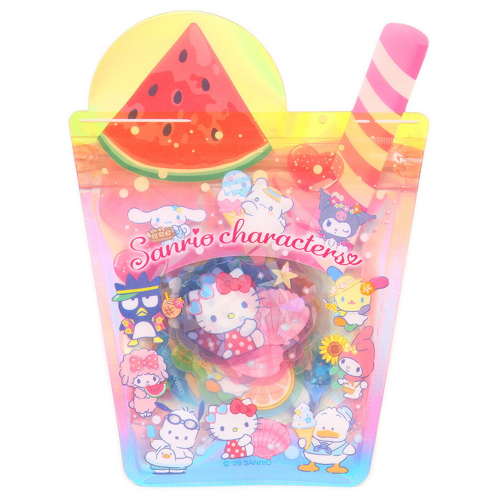 サンリオキャラクターズ 夏シール シールセット ドリンク オーロラホログラム加工 かわいい デコ サンリオ sanrio キャラクター