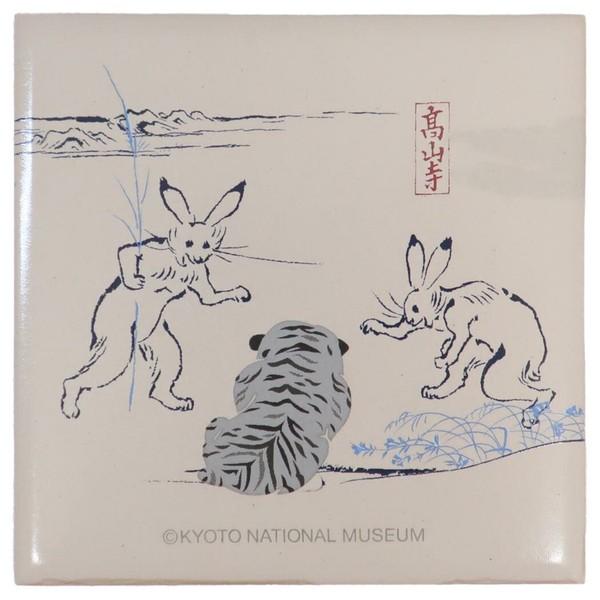 イ獣戯画Xトラりん ンテリア雑貨鳥 タイルプレート BE