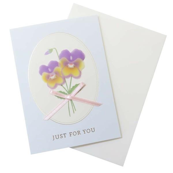 トレペフラワーカード 多目的 ビオラ グリーティングカード メッセージカード ギフトカード お祝い 封筒付き