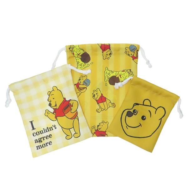 くまのプーさん 3P巾着 きんちゃくポーチ3枚セット YE