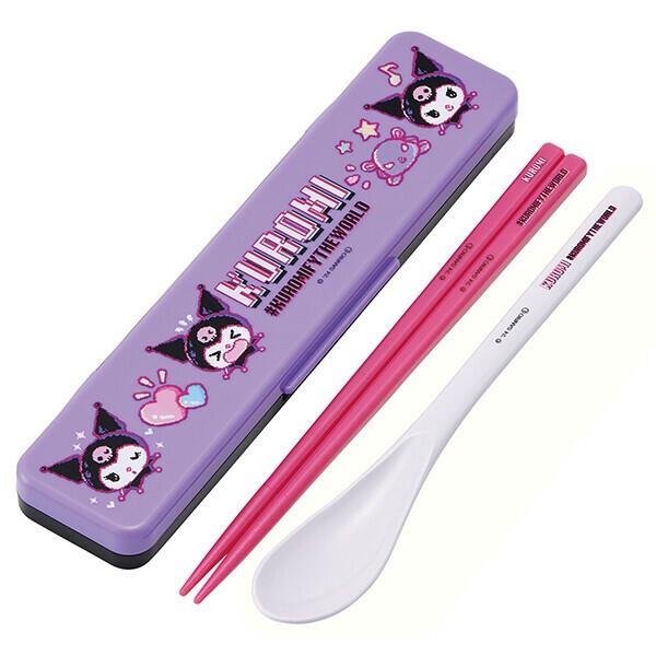 クロミ 音のならないコンビセット 箸18cm カトラリー KUROMI FY THE WORLD スケーター