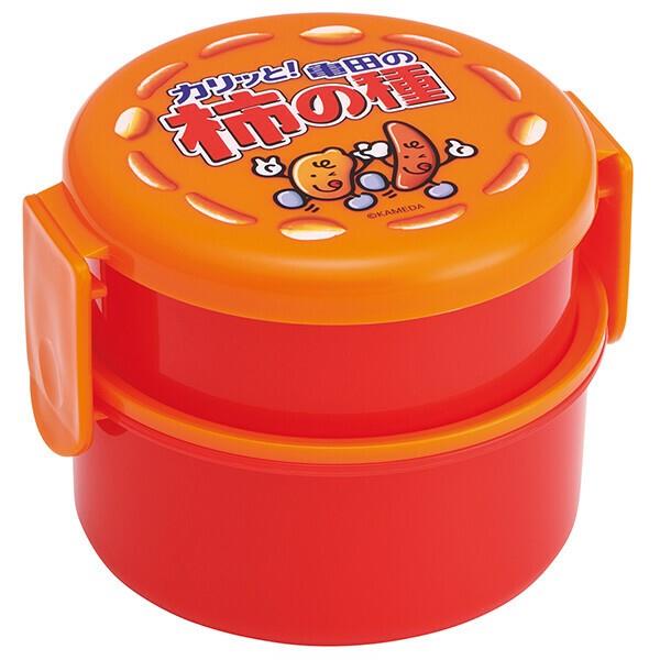 丸型ランチボックス2段(フォーク付) 弁当箱 亀田製菓 柿の種 スケーター