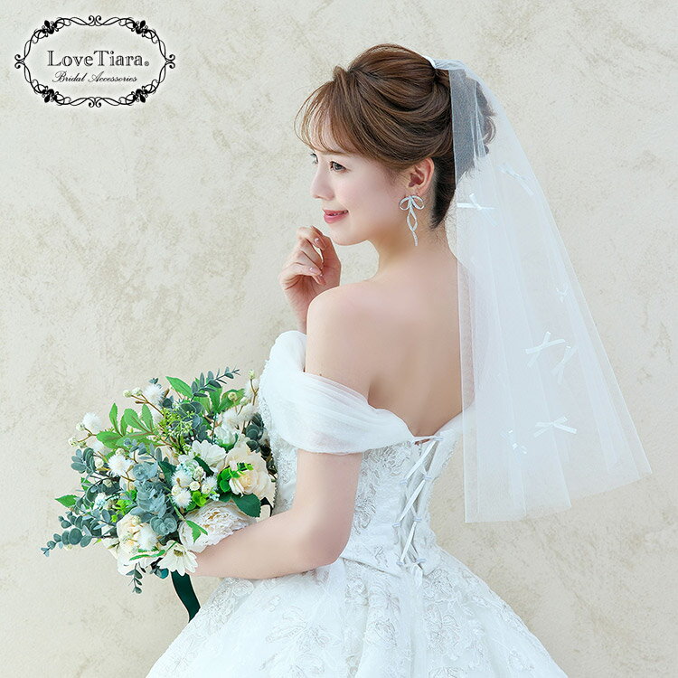 リボンベール | ベール ウェディングベール ヴェール ウェディング ウエディング ブライダル 結婚式 ヘッドドレス アクセサリー ヘアアクセサリー ヘッドアクセサリー 髪飾り 小物 アイテム 前撮り 花嫁 シンプル 日本製 国産 シニョン