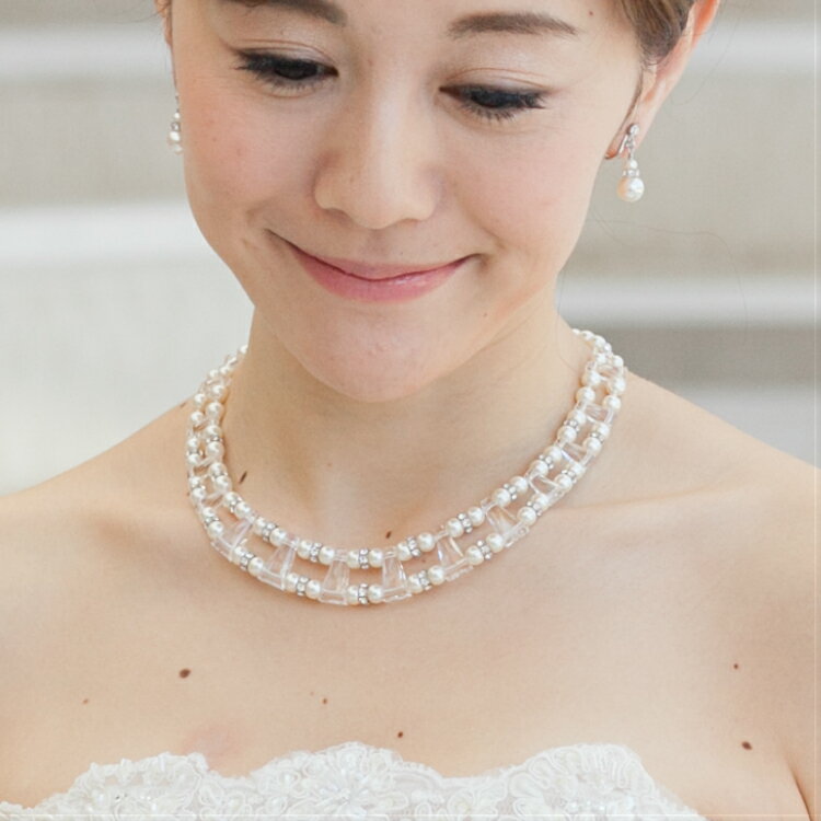 【日本製】ピュールブリエ パール チョーカー & イヤリング / ピアス セット| パール ウエディング ブライダル ネックレス ネックレスセット チョーカーセ...