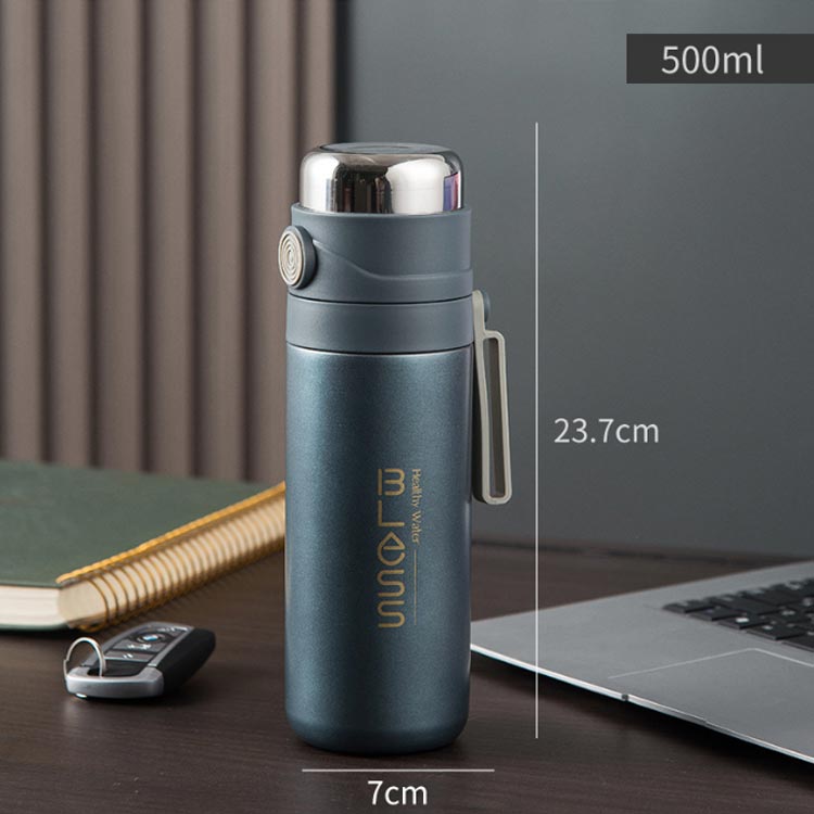 直飲み 水筒 保温 ステンレスマグ 部活 2way ボトル 500ml 茶こし付き 滑り止め ストラップ付き 保冷 魔法瓶 通勤 通学 メンズ レディース 卒業式 入学式 結婚記念日 持ち運び