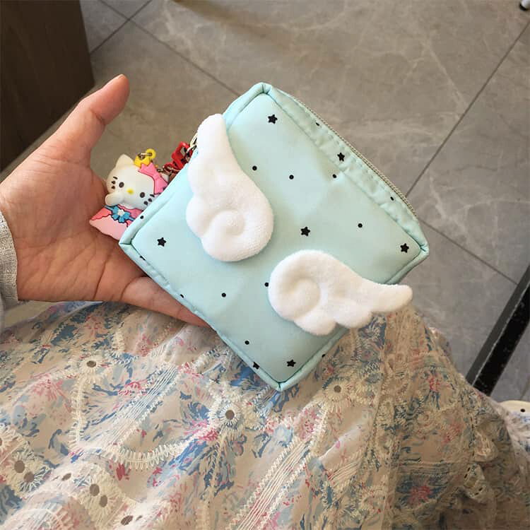 LOVE WINGの中学生 持ち運び 生理用品 サニタリーポーチ 小さいポーチ 小銭入れ 可愛い コンパクト ミニポーチ 小物入れ 韓国雑貨 小学生 女の子 高校生 ナプキン入れ 大人 キッズ 子供 携帯 プレゼント かわいい おしゃれ ナプキン入れ 生理用品ポーチ ミニ 大容量 ギフト｜アングル3