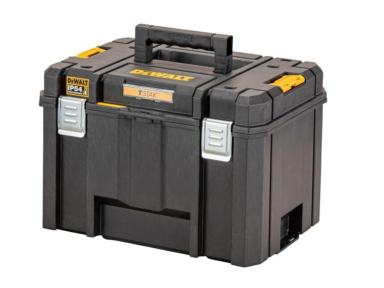 デウォルト(DEWALT) TSTAK ラージボックス Lサイズ 工具箱 収納ケース ツールボックス 大容量 積み重ね収納 脱着トレー IP54 坊塵 防水 設計 DWST83346-1