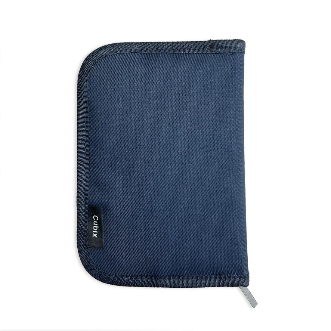 エムプラン ブックカバー キュービックス ラウンドジップN 文庫サイズ ネイビー 114039-08-100