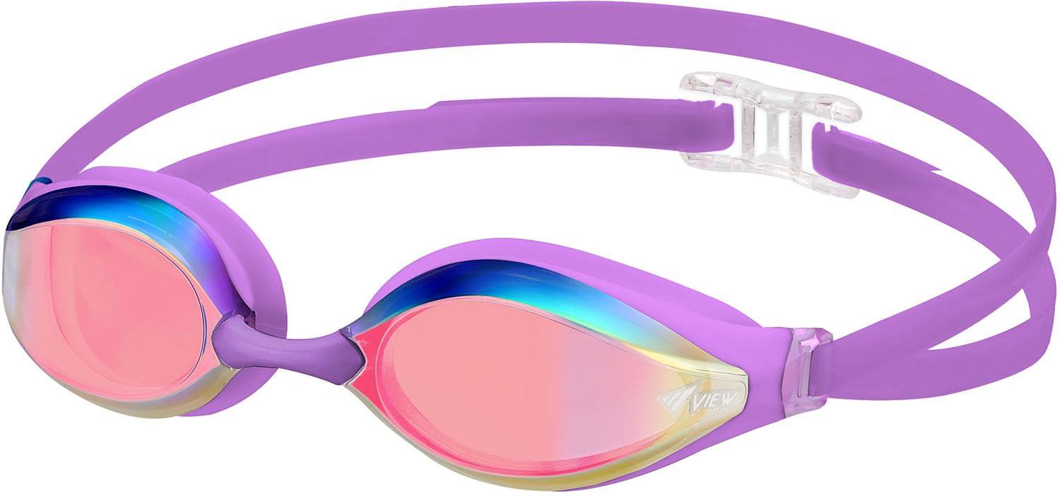 ビュー スイミングゴーグル 日本製 飛び込み・ターンでズレにくい クッション付レーシングモデル 10歳~大人用 WA承認 こするだけのくもり止め付 ミラータイプ V240SAM LVDSH